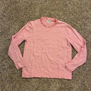 Pink Ruffled neck J Crew women’s light sweater